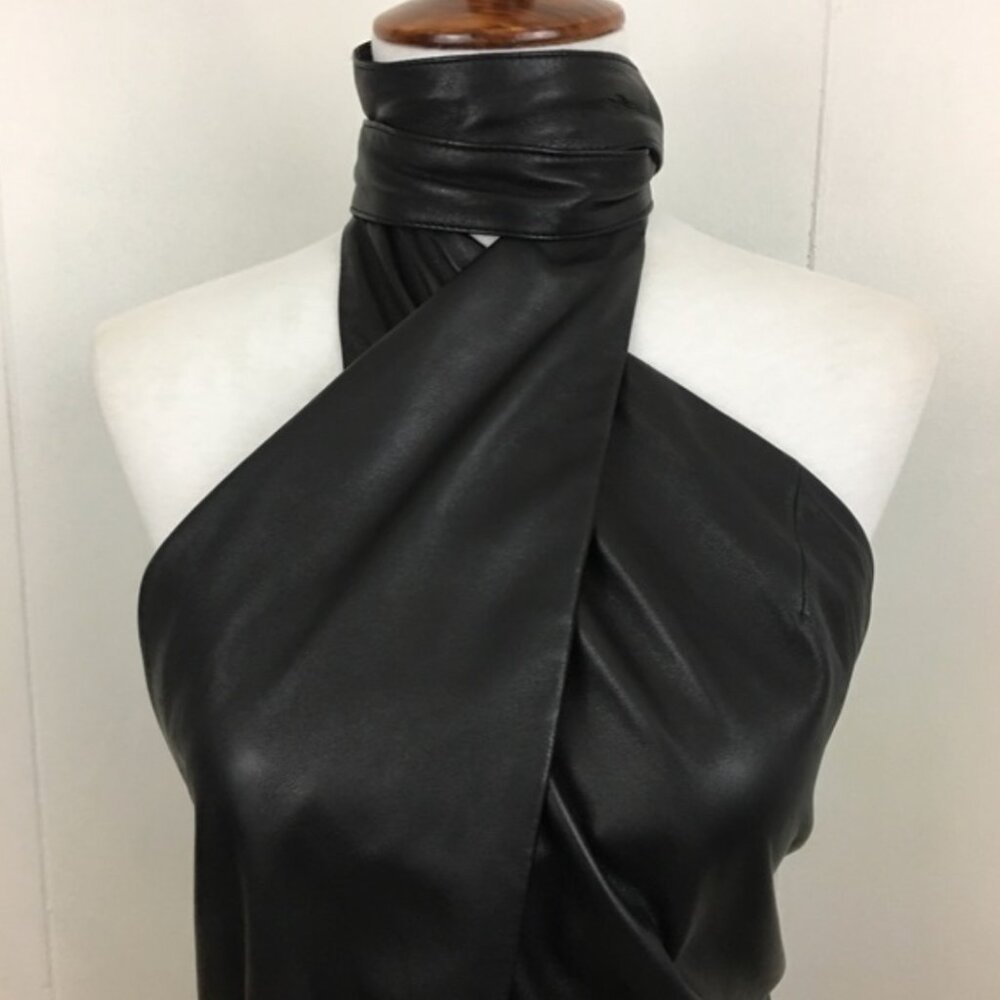 Magda Butrym Black Leather Wrap Halter Bodysuit 8 - Picture 7 of 13
